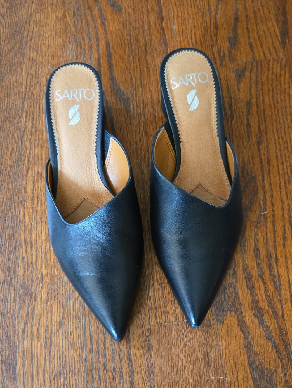 SARTO By Franco Sarto Black Pointed Toe Slip-On Mules